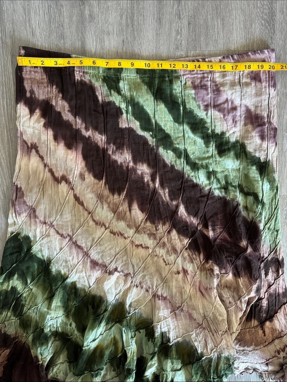 Tie-Dye Crinkle Skirt - Green, Brown & Pink - Picture 9 of 11